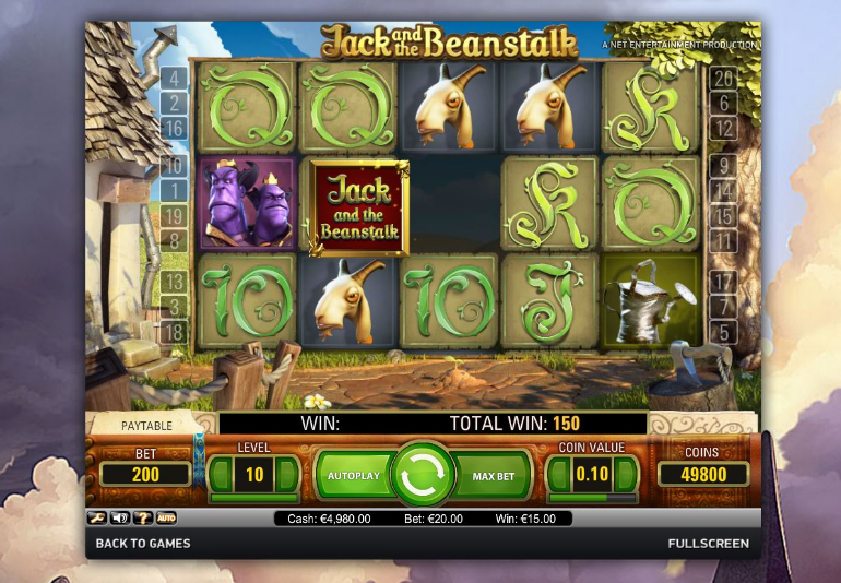 Freespins, Jack and the beanstalk, Casino, slot, videoslot, netent